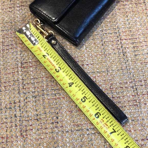 Etienne Aigner Black Calfskin Leather Silk Lining Full Size Snap Wallet Wristlet - Picture 14 of 15